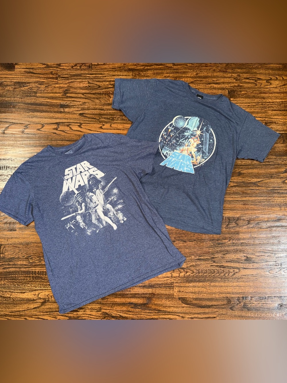 BUNDLE (2) Vintage Blue Star Wars Graphic T-Shirts: Episode IV, V, VI Size Large